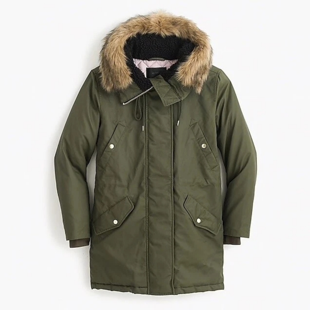 J.Crew Perfect Winter Parka With Eco-Friendly Primaloft In Wild olive